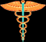 Medical caduceus cadeueus symbol logo, two serpents around a staff